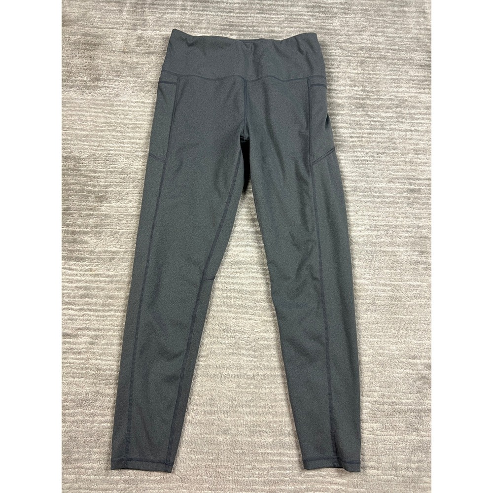Stretchtherules Legging Women M Gray Activewear High Rise Side Pockets Heathered